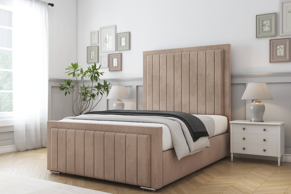image 1 of Sloomy Richmond Mink Naples Bed Frame With 50" Upholstered Headboard 3' Single