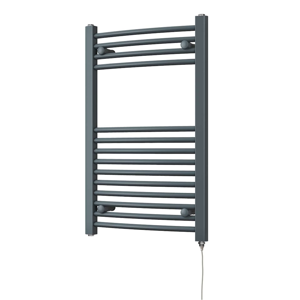 image 1 of Zennor - Anthracite Electric Towel Rail H800mm x W500mm Curved 300w Standard
