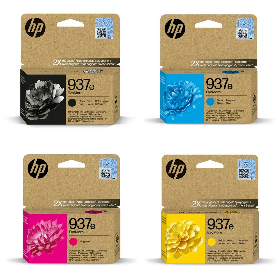 image 1 of Set of 4 HP 937e EvoMore Ink Cartridges Multi | Set of 4 HP 937e EvoMore Ink Cartridges