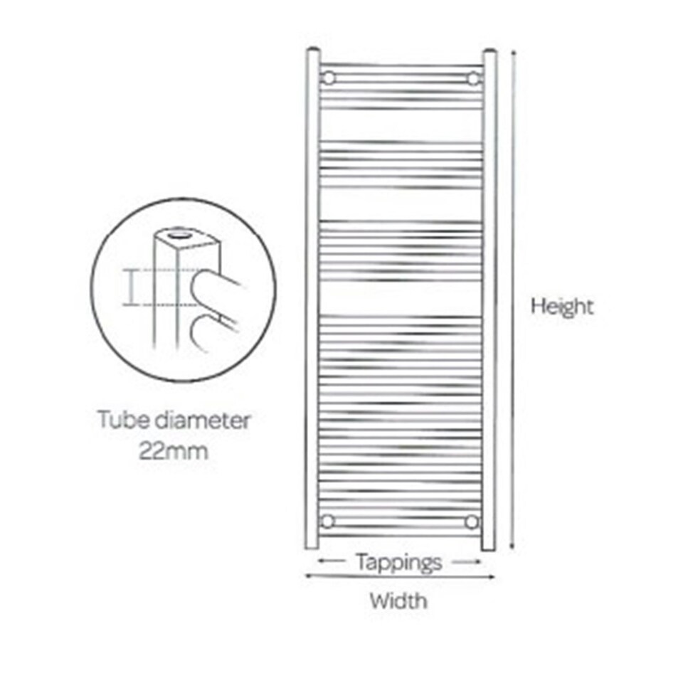 image 1 of 800mm (H) x 500mm (W) - Straight Vertical Chrome Electric Towel Rail - Thermostatic - (Clifton Rail) - (0.8m x 0.5m)