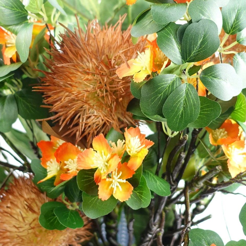 image 1 of 60cm Flower Foliage Spray - Orange