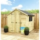 image 1 of 8 x 6 Pressure Treated Tongue And Groove Double Door Apex Shed - 2 Windows + Low Eaves (8' x 6') / (8ft x 6ft) (8x6)
