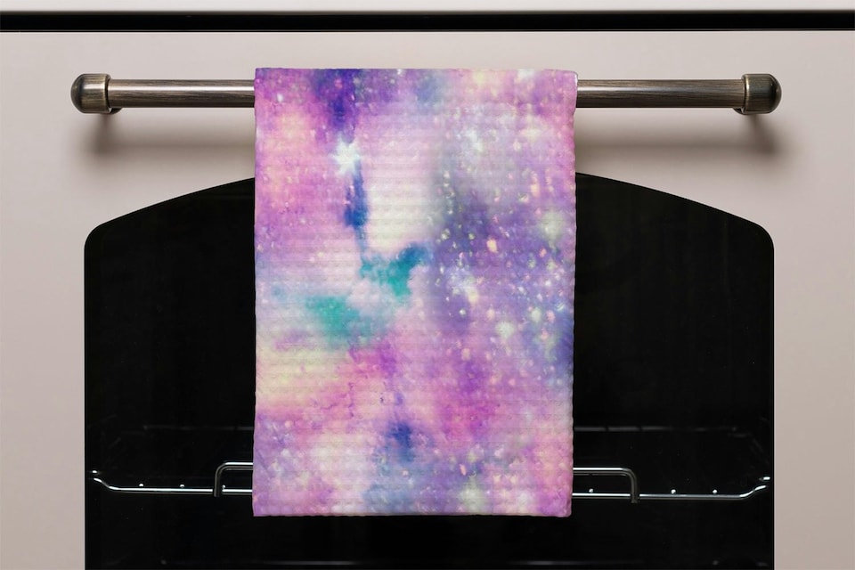 image 1 of Starry Galaxy Print in Unicorn Colours (Kitchen Towel)