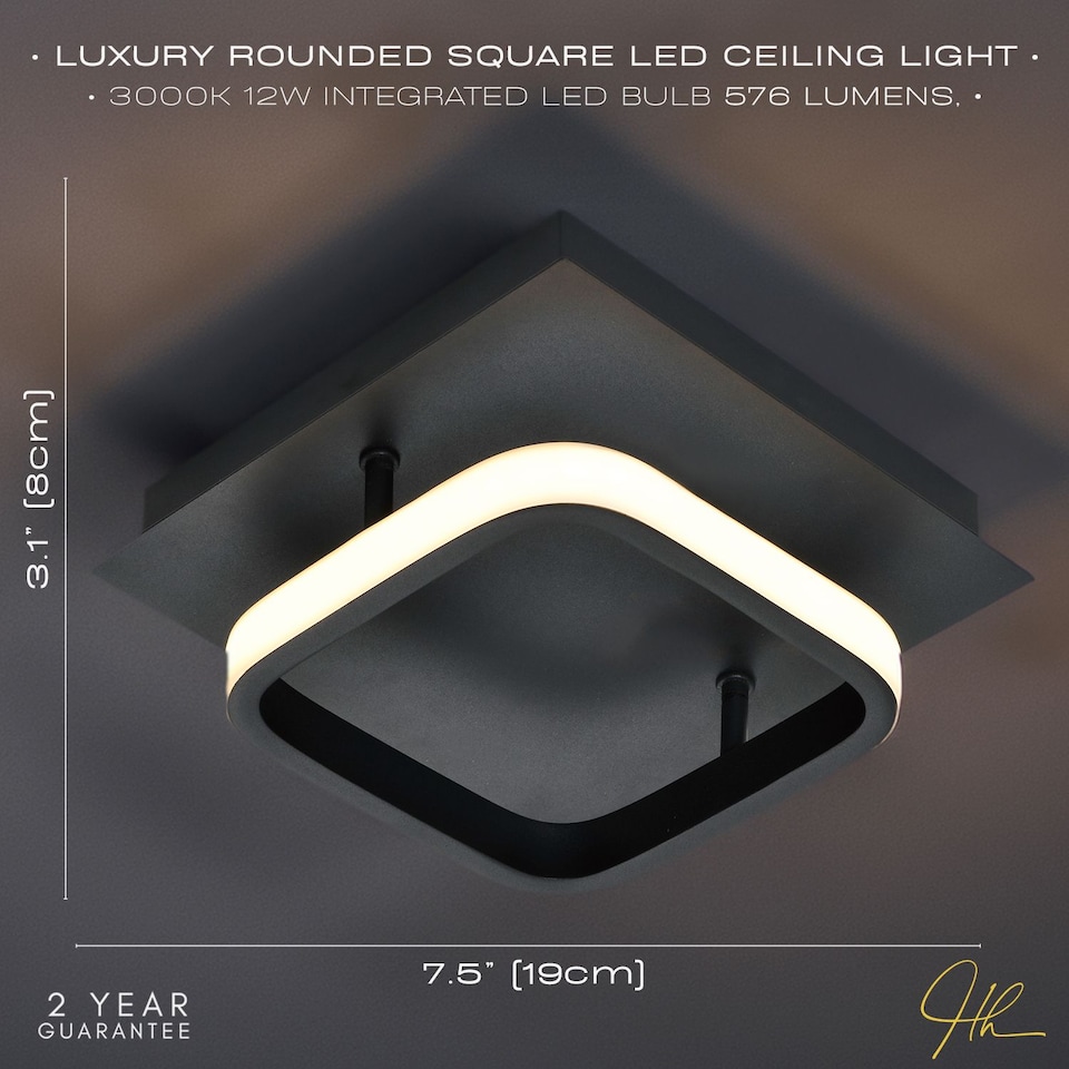 image 1 of Matt Black 3000K Square LED Ceiling Strip Light Fitting | Black | Black | 1