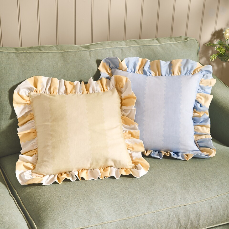 image 1 of Wylder Birdie Stripe Ruffle Cushion