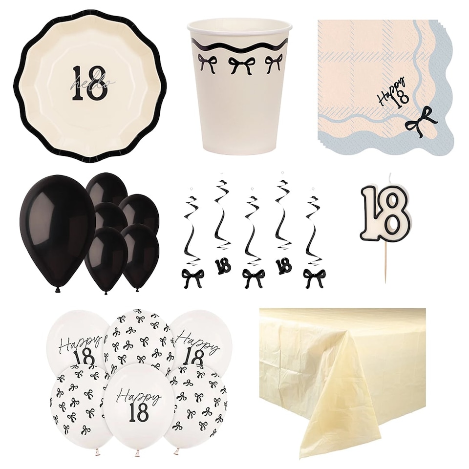 Elegant Milestone 18th Birthday 16 Person Deluxe Party Pack