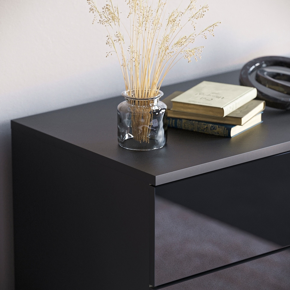 image 1 of Vida Designs Hulio 4 Drawer Chest of Drawers High Gloss Bedroom Storage, Black