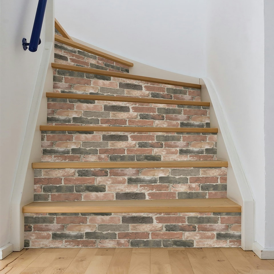image 1 of NuWallpaper NU2064 Newport Reclaimed Brick Peel & Stick Wallpaper, Red Multi