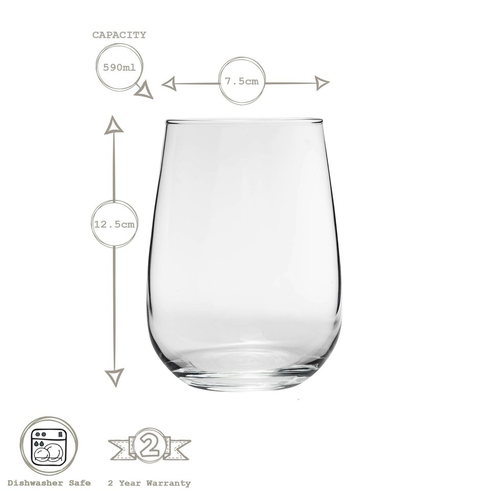 image 1 of LAV Gaia Extra Large Stemless Wine Glasses - 590ml - Clear - Pack of 6 Clear