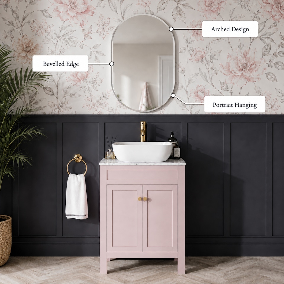 image 1 of Showerdrape Lincoln Oval Wall Mounted Frameless Bevelled Edge Bathroom Mirror 60 x 45cm | Chrome | Mirror | 1