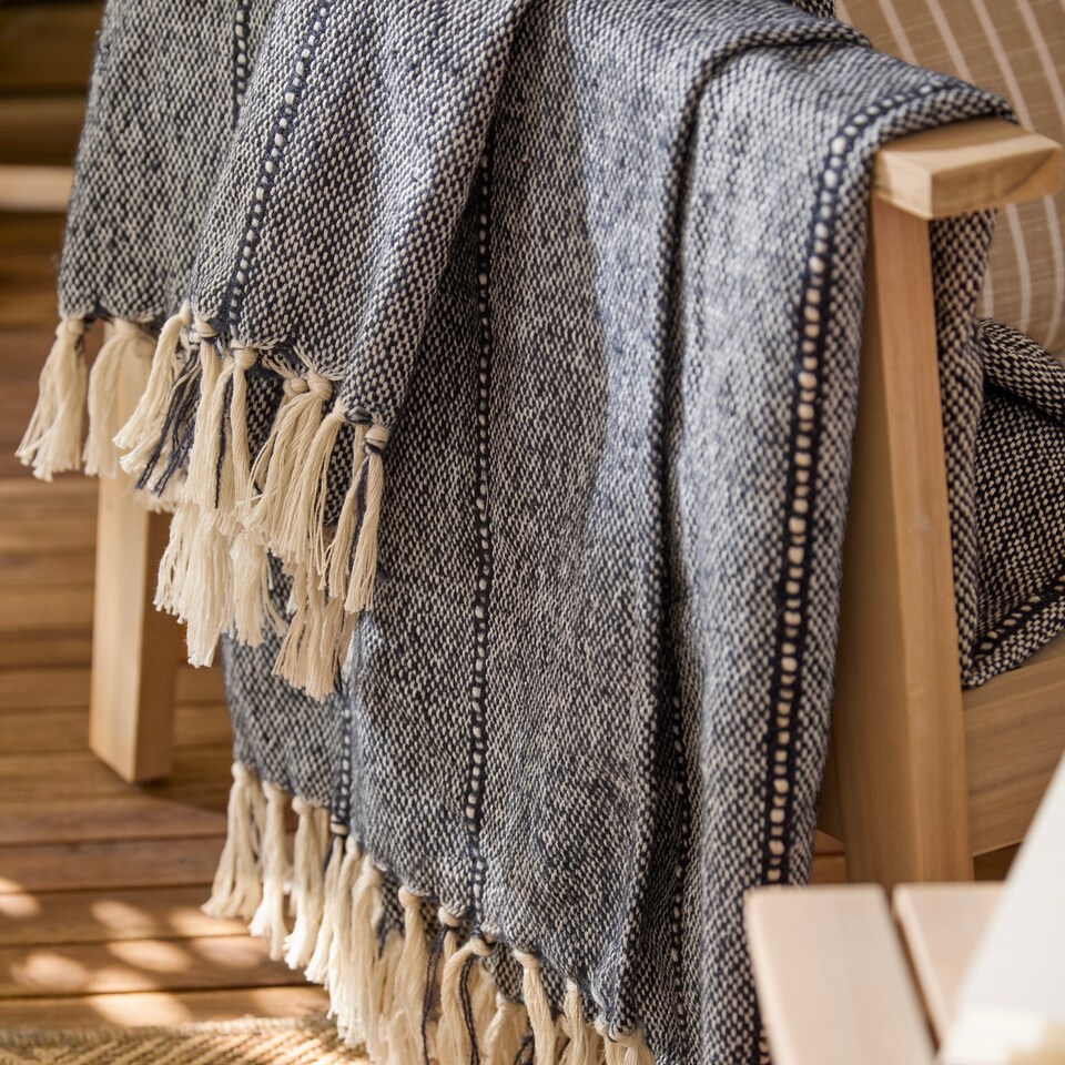 image 1 of Yard Hedon Woven Indoor/Outdoor Throw | Blue | Navy