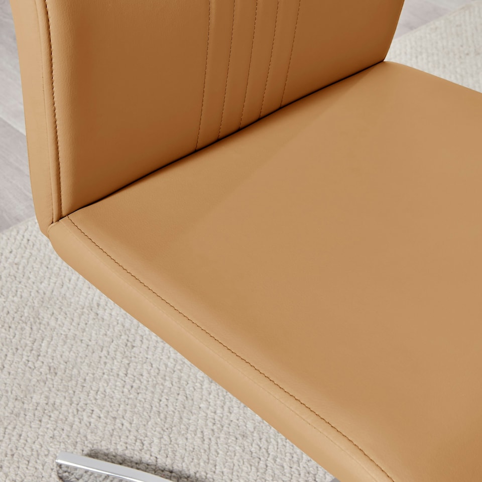 image 1 of Furniturebox 2x Willow Mustard Yellow Faux Leather Chrome 'Z' Dining Chairs