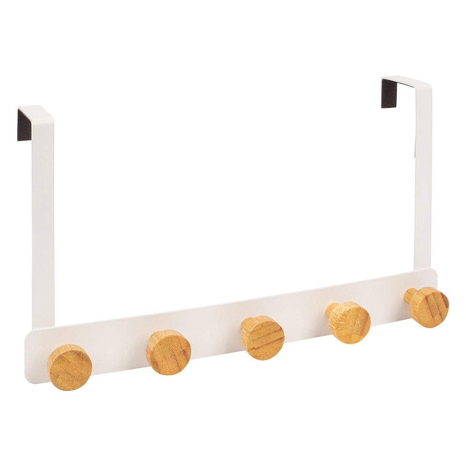 image 1 of Ashley Iron Over-Door Hat & Coat Hook Set - 5 Hook - White