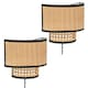 image 4 of ValueLights Grant Pair of - Plug in Natural Rattan Wicker Cane Easy Fit Wall Lights