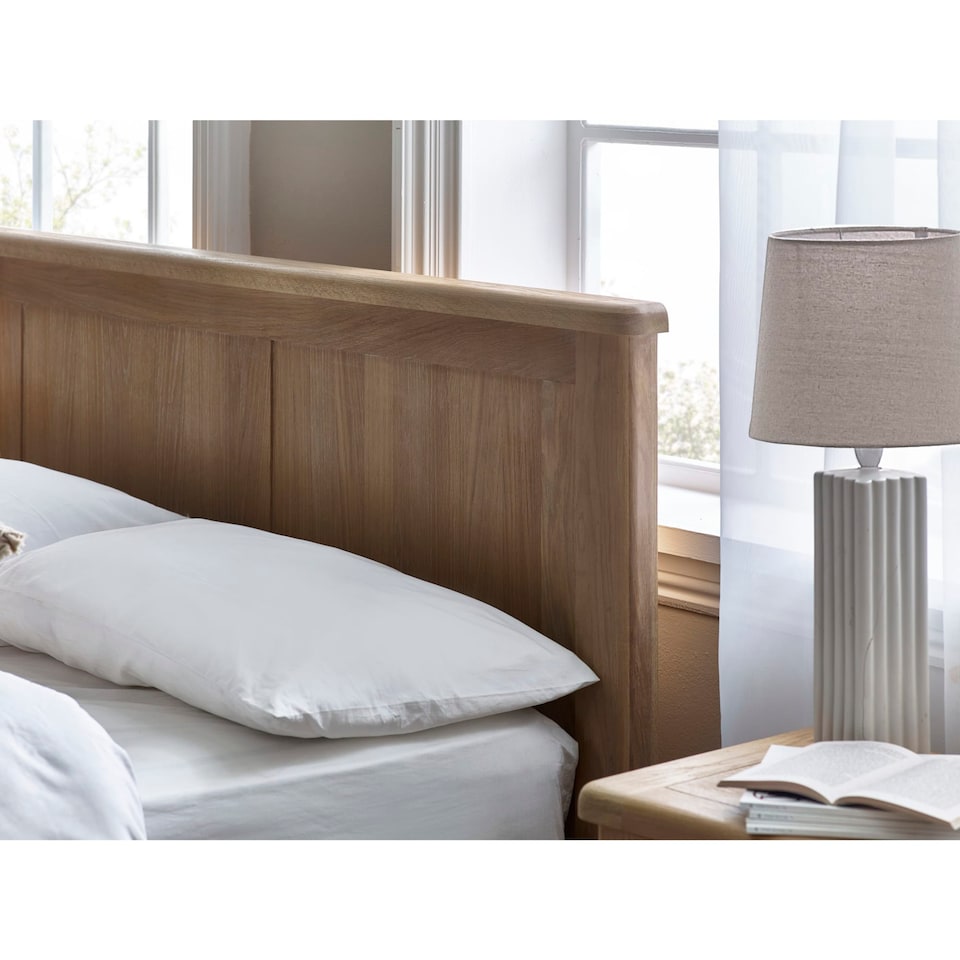 image 1 of Ivory Limed Oak Bed - Double (135cm)