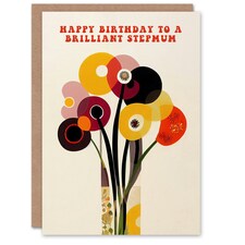 Brilliant Step Mum Cheerful Spring Flower Blooms Stepmum Birthday Card