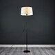 image 3 of ValueLights Modern Floor Lamp In Black Metal Finish With Faux Linen White Shade