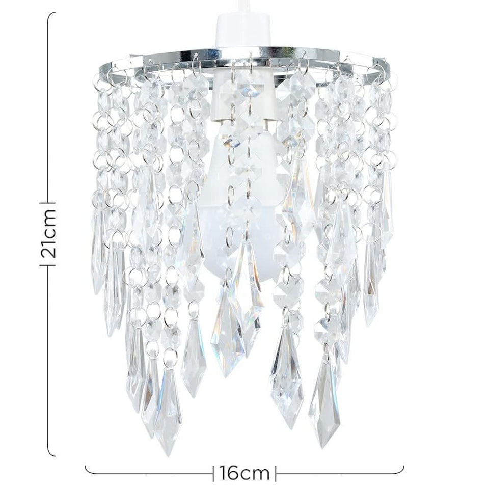 image 1 of ValueLights Pair Silver Ceiling Shade Acrylic Crystal Droplets | Chrome