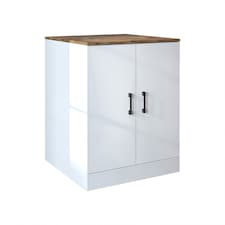 Roomart Low Washing Machine Cabinet with Doors White and Oak