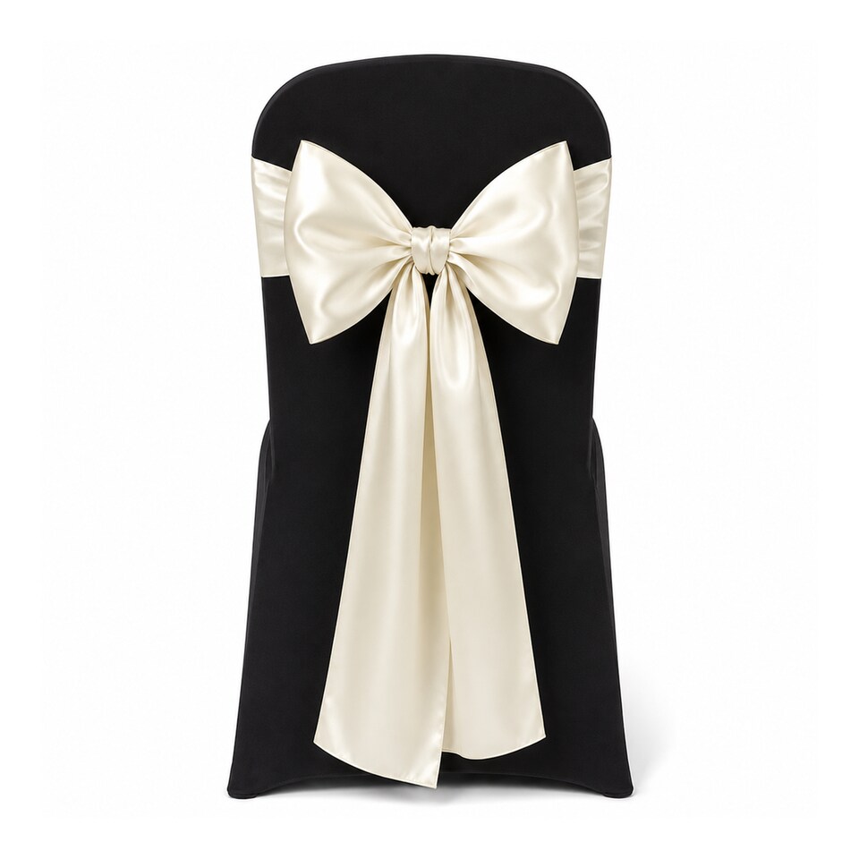 image 1 of 7"x108" Satin Chair Sash, Chair Sashes Hammed Edges Bow Tie - 1pc