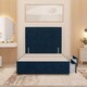 image 1 of Divan Bed Base with 2 Drawers & Plain Floor Standing Headboard Plush Velvet | Blue | Navy