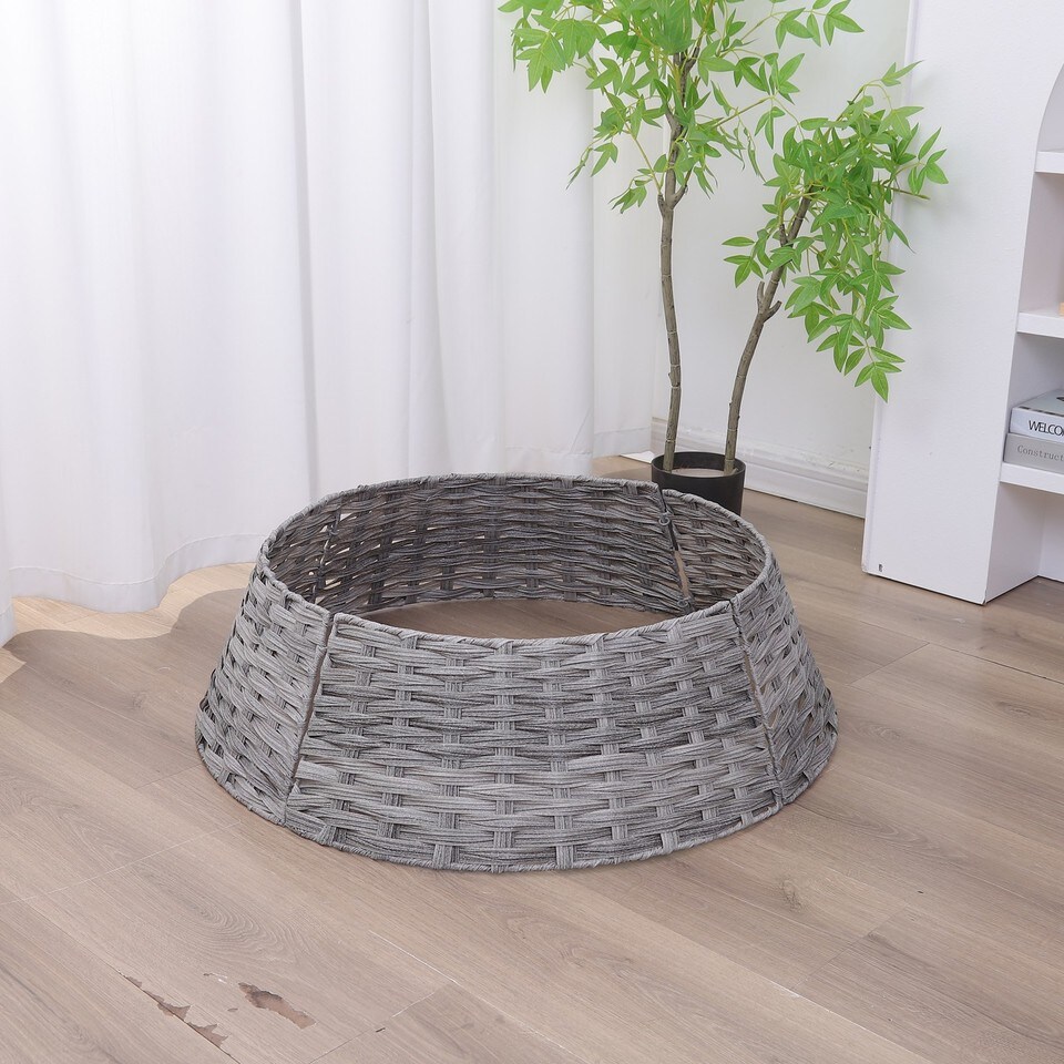 image 1 of 76cm Christmas Xmas Tree Skirt Round Decorative Festive Base Stand Cover 4 Pcs | Grey | Grey