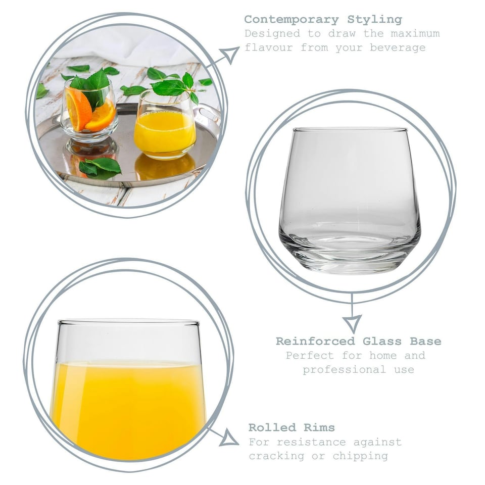 image 1 of LAV Lal Whiskey Glasses - 345ml - Clear - Pack of 6 Clear