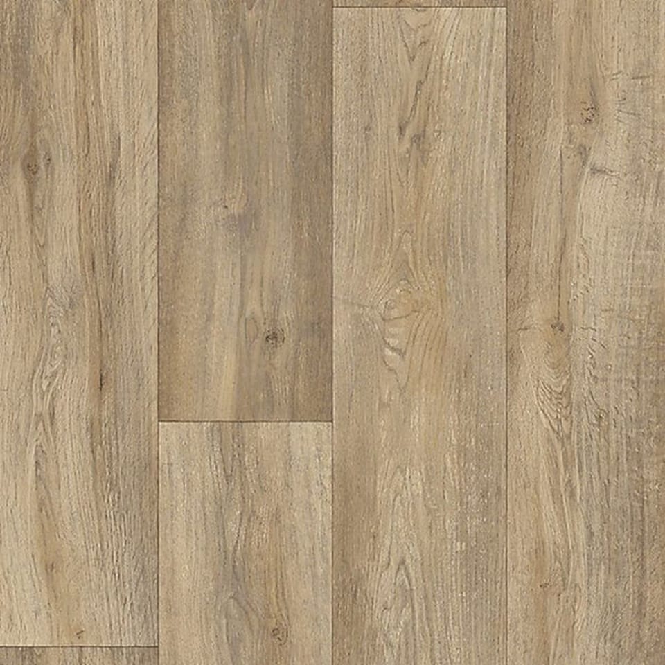 Light Brown Wood Effect Vinyl Flooring For LivingRoom, Kitchen, 2mm Thick Cushion Backed Vinyl Sheet