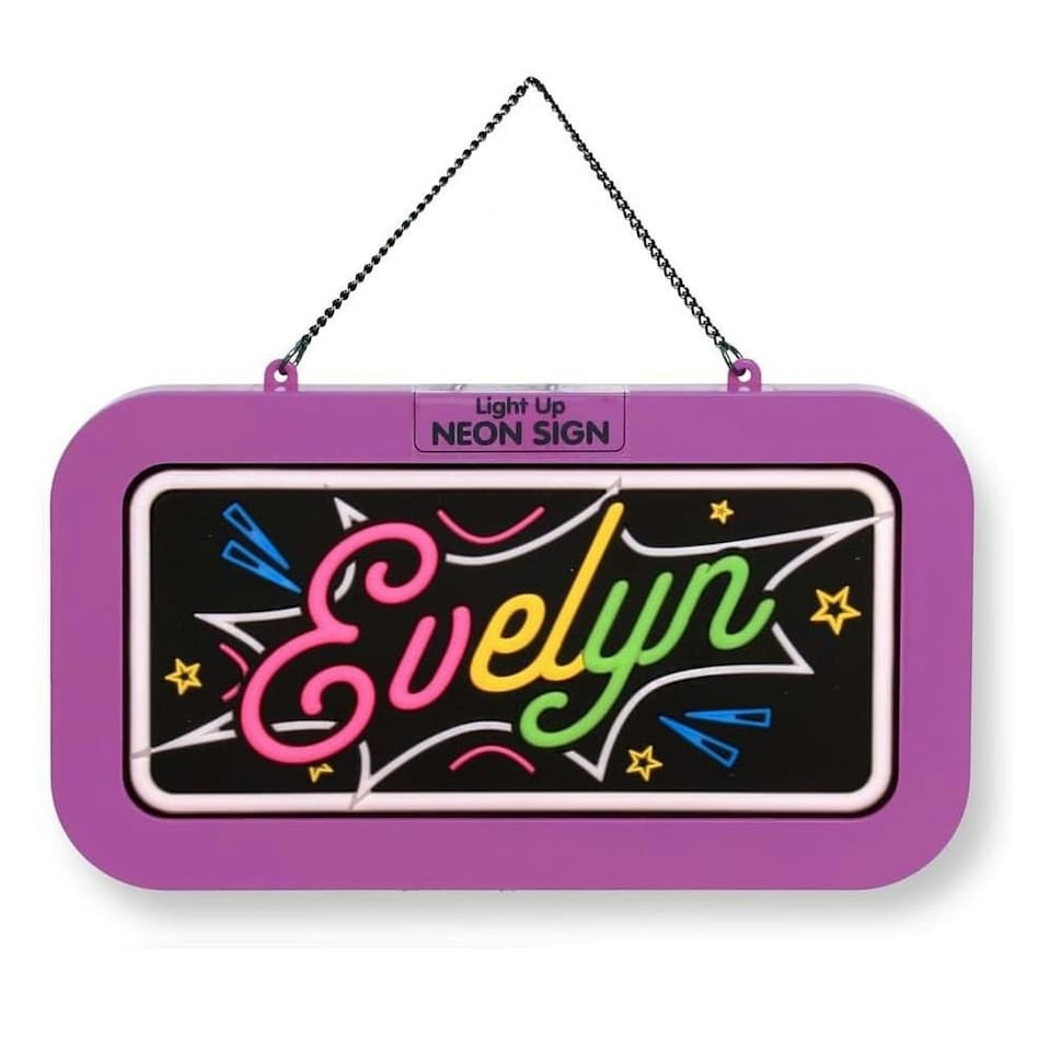 History & Heraldry Light Up Neon Name Sign - Evelyn