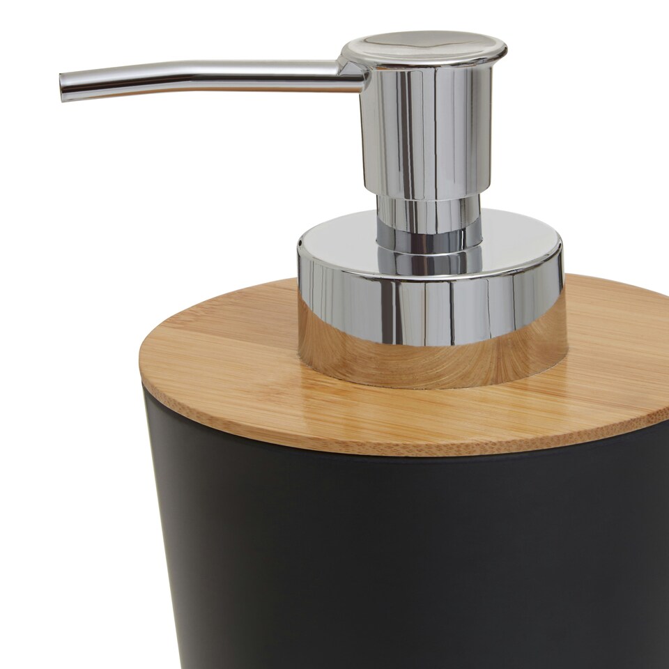 image 1 of Interiors by Premier 300 ml Black Lotion Dispenser, Sustainable Bamboo Fibre Hand Lotion Pump, Modern Design Soap Dispenser