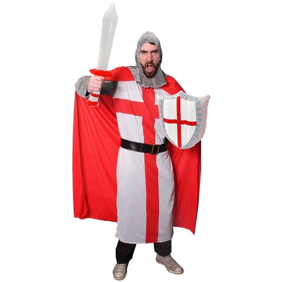 image 1 of St George Knight Costume with Inflatable Sword and Shield | Red | L