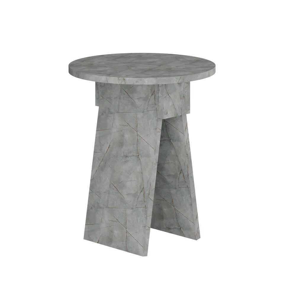 image 1 of Decortie Chen Round Side Table 42x50cm Gold Marble Effect