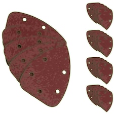 Hook And Loop Detail Sanding Pads Discs 140mm Triangular 120 Grit Fine 25pc
