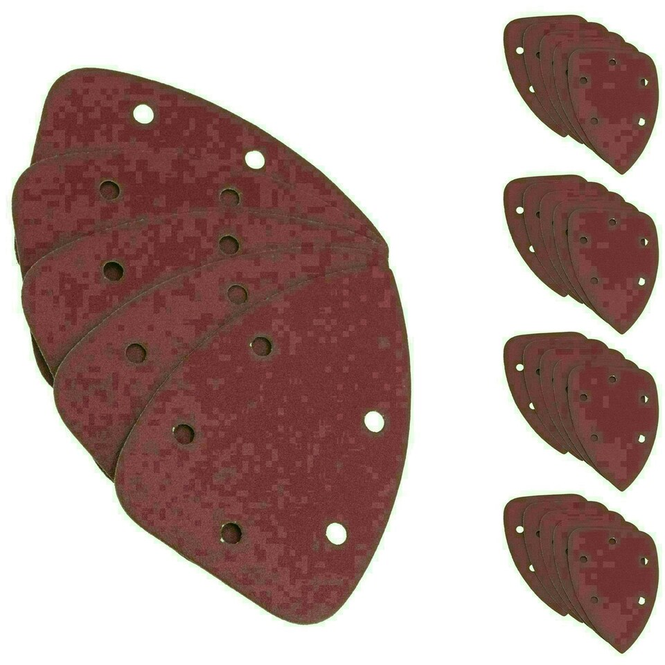 image 1 of Hook And Loop Detail Sanding Pads Discs 140mm Triangular 120 Grit Fine 25pc