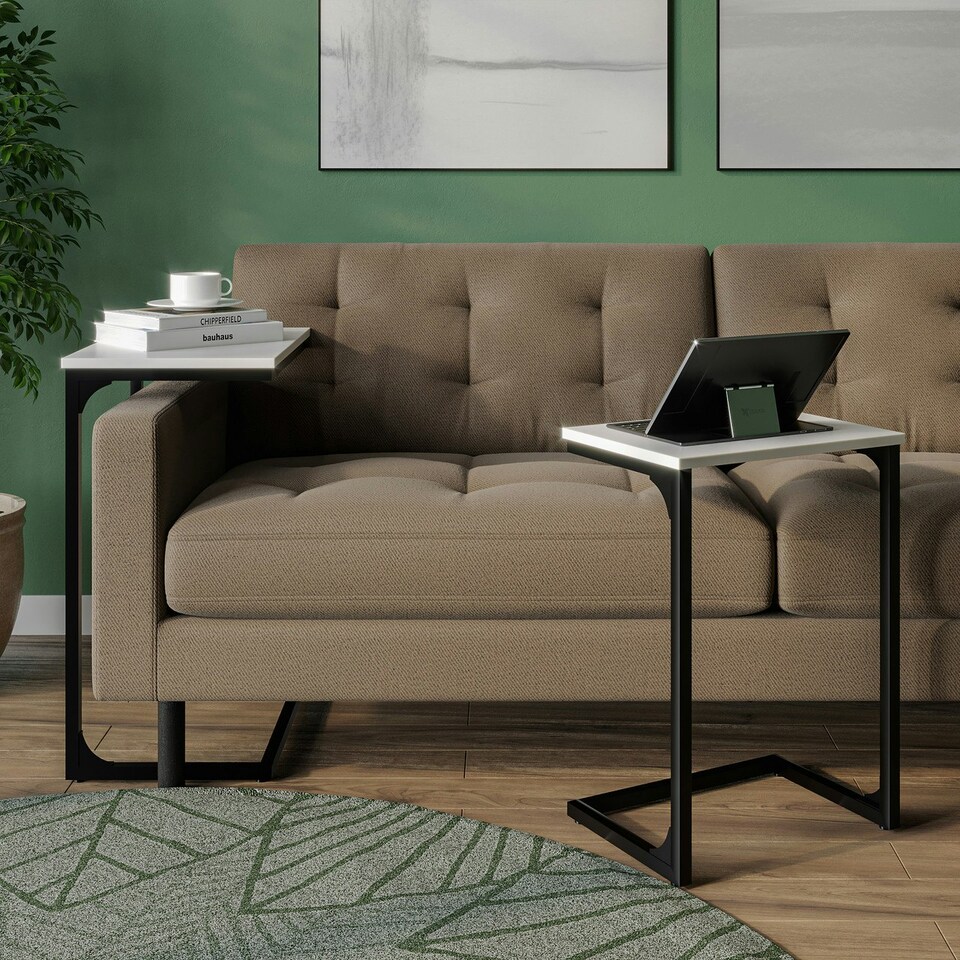 image 1 of 2 pc C-Shaped Nesting Side Tables Brown | Unit Colour: Oak