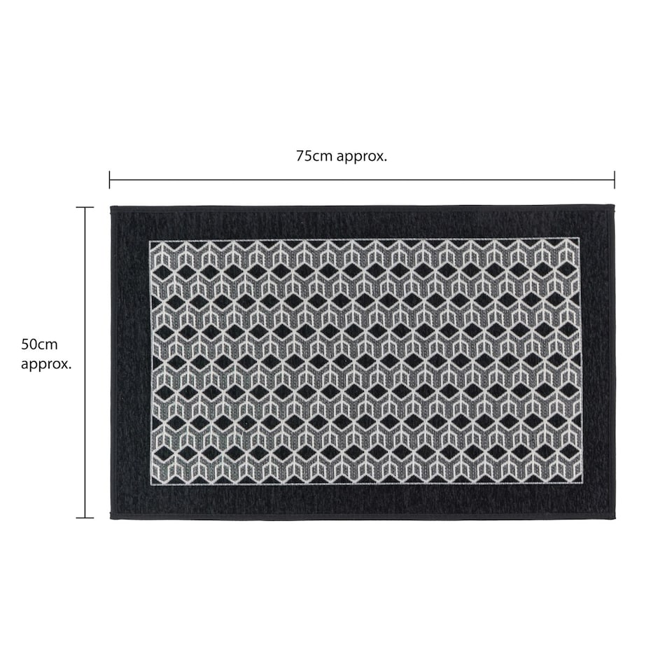 image 1 of JVL Allure Machine Washable Entrance Doormat, 50x75cm - Black