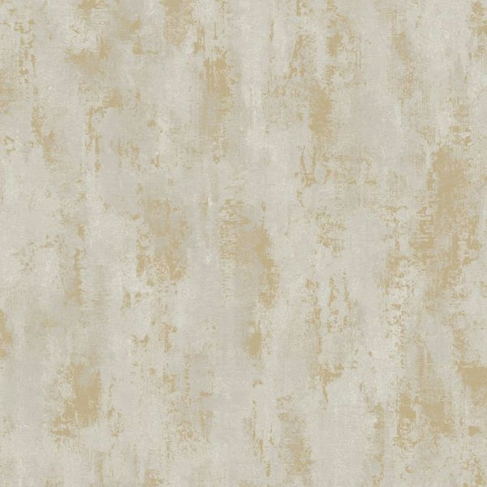 Grandeco Concrete Vinyl Textured Wallpaper - Taupe/Gold - 10m x 53cm | Brown