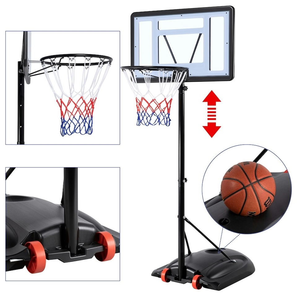 image 1 of Yaheetech Portable Basketball Hoop 170.5-230.5 cm Hoop Height Adjustment Black