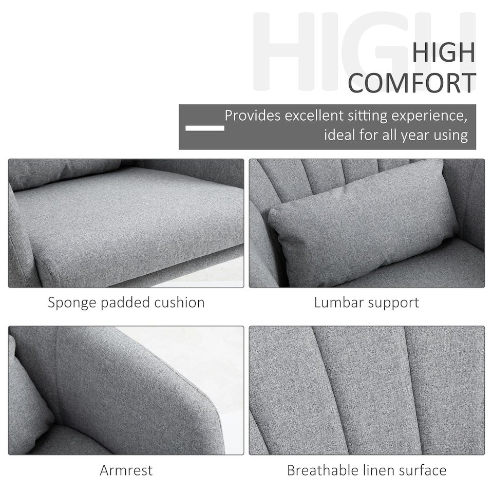 image 1 of HOMCOM Stylish Retro Linen Swivel Tub Chair Steel Frame Cushion Seat Light Grey