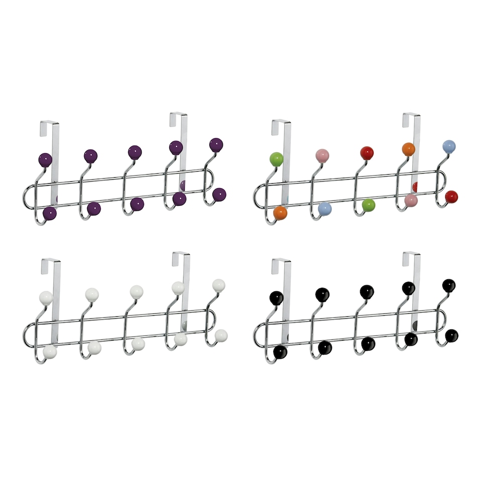 image 1 of Interiors by Premier Over Door Hanger, 10 White Ball Hooks Door Hanger, Space-Saving Door Hanger for Living Room and Hallway