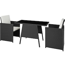 Garden Furniture Set Lausanne - 2 chairs, 1 table, bistro set, weather resistant | Black | black | 52,50 x 56 x 88 cm | 1