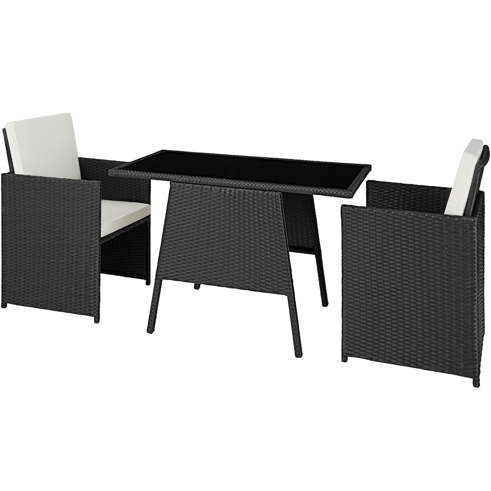 image 1 of Garden Furniture Set Lausanne - 2 chairs, 1 table, bistro set, weather resistant | Black | black | 52,50 x 56 x 88 cm | 1
