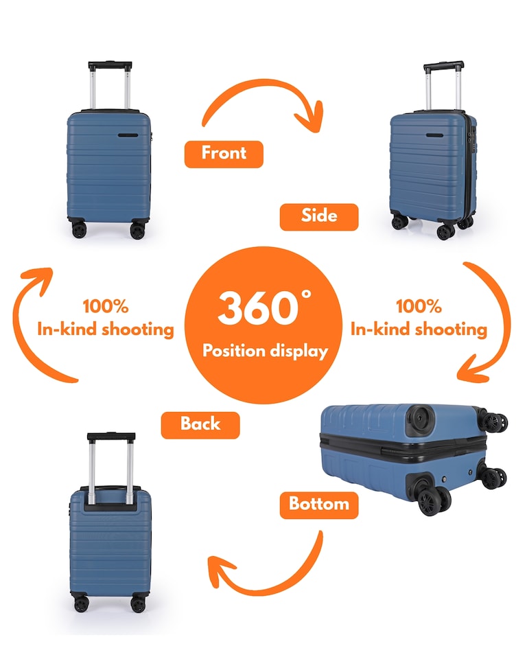 image 1 of Hard Shell Cabin Luggage 40x30x20 Carry On Suitcase TSA Lock | Blue | Harbour Blue | Cabin Bag