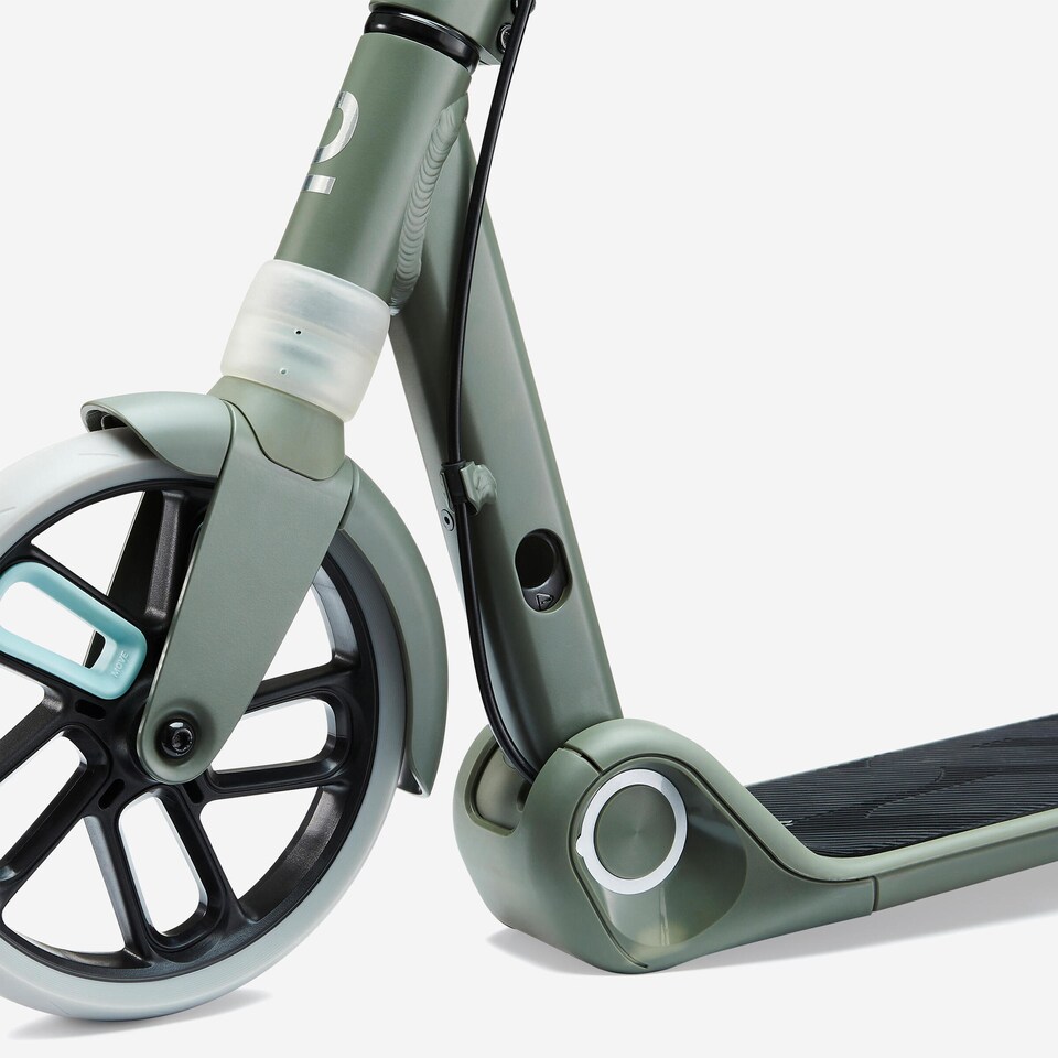 image 1 of Decathlon Kids' Scooter M900 - Khaki Green/Light Blue Accents