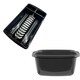 image 2 of Set Of Black Rectangular Washing Up Bowl & Dish Drainer Rack Kitchen Sink Utensil Holder Black