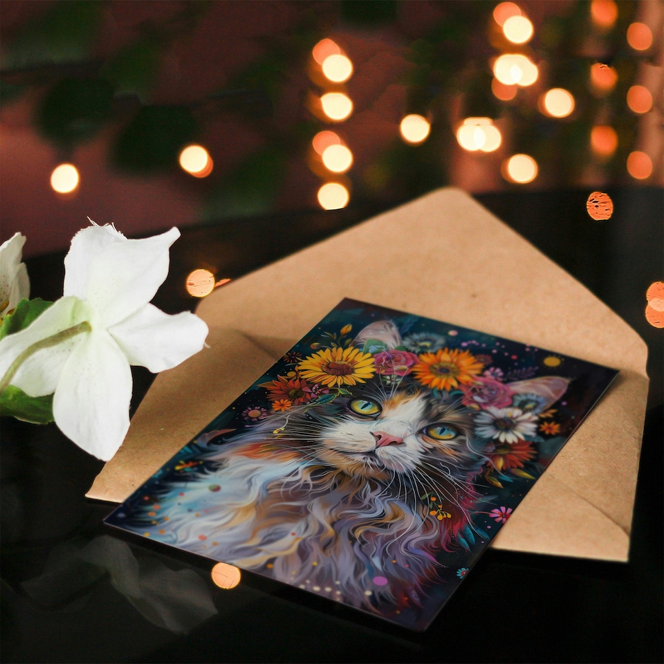 image 1 of Ragdoll Cat Lover Colourful Flower Crown Woman Her Birthday Card