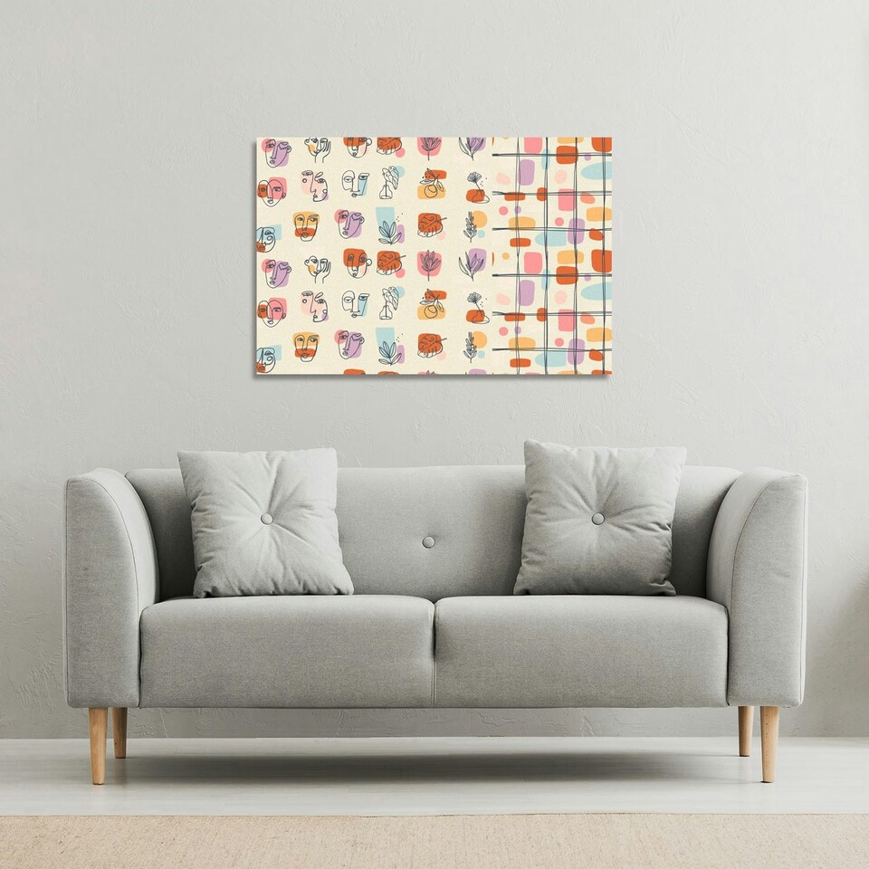 image 1 of Leaves and Flowers, Abstract shapes (Canvas Print) 101 x 77 x 4cm