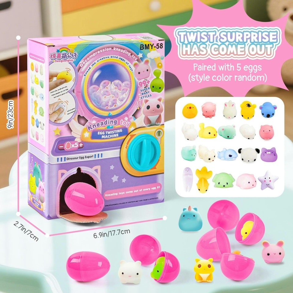 image 1 of Surprise Egg Vending Machine for Kids – Surprise Egg Kneading Toy Blind Box Game with Toys Inside