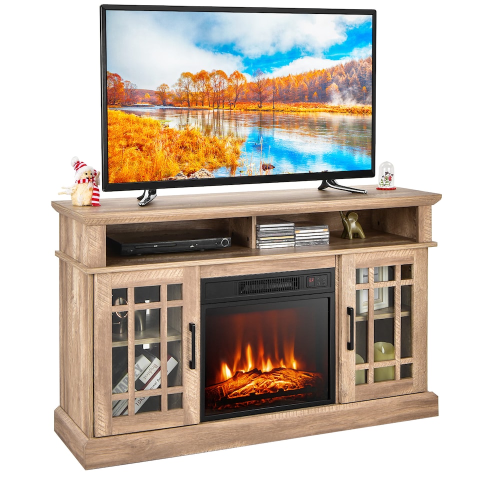 image 1 of COSTWAY 2000W Electric Fireplace Insert Fireplace Natural