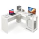 image 5 of COSTWAY L-Shaped Corner Computer Desk Workstation Desk White